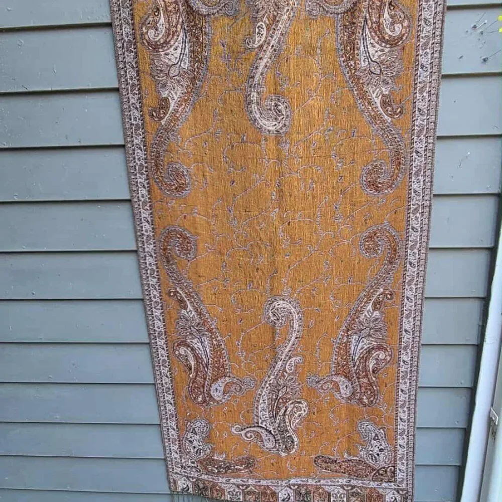 Denim Blue Brown Gold Pashmina & Skilk Pashmina